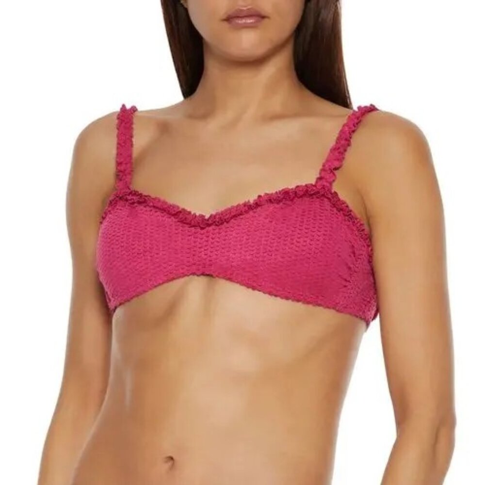 VIX PAULA HERMANNY Scales Margot ruffle-trimmed laser-cut bikini top NWT
